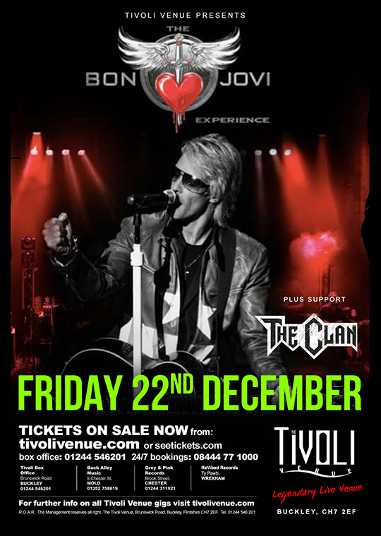 The Bon Jovi Experience Friday 22nd December 2023 The Tivoli Venue